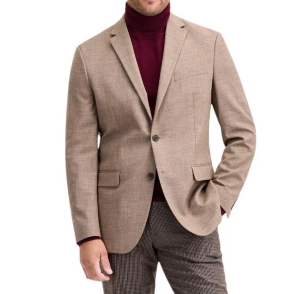 Kenneth Cole Mens Slim fit Sport Coat Blazer‎ 44 R Brown Solid Stretch